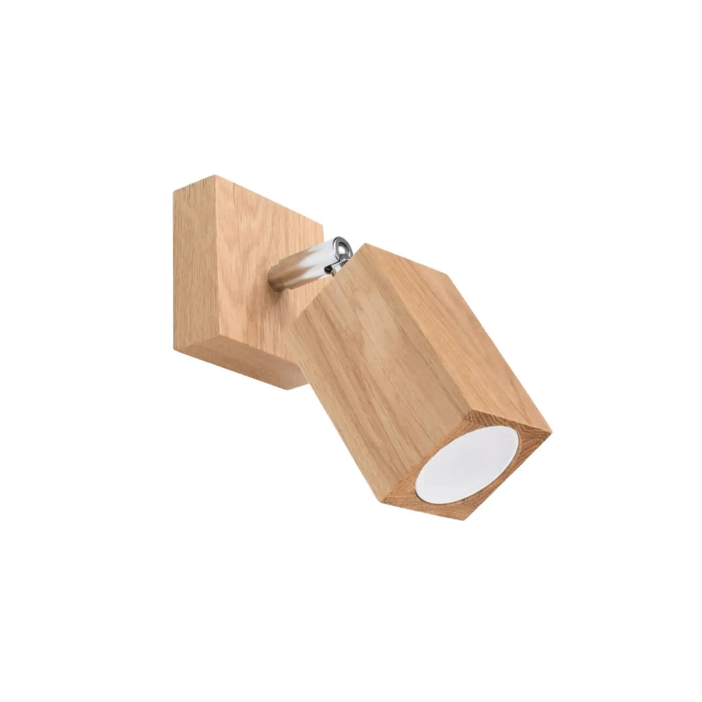 Applique murale en chêne, spot orientable à tête cubique, GU10