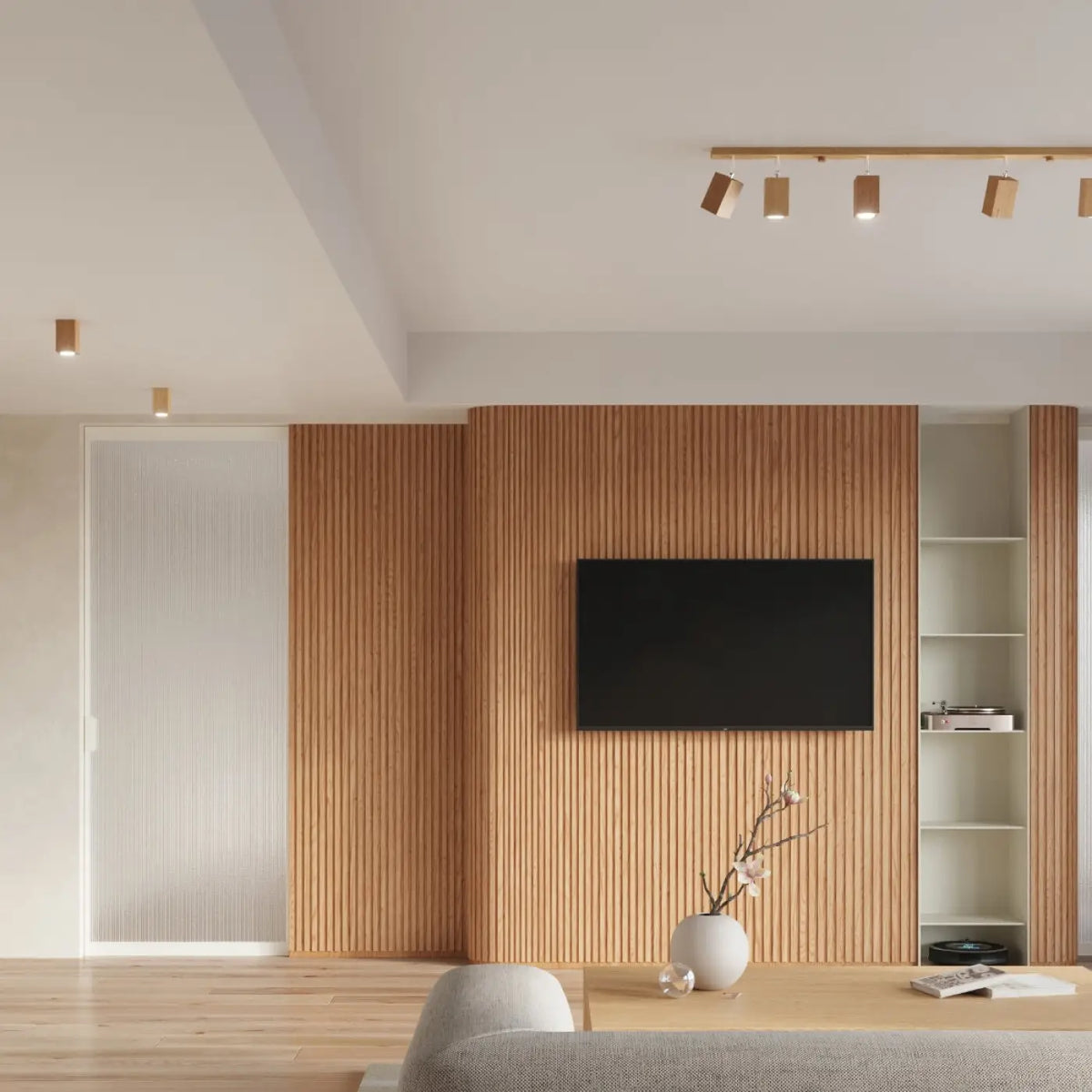 Applique murale en chêne, spot orientable à tête cubique, GU10