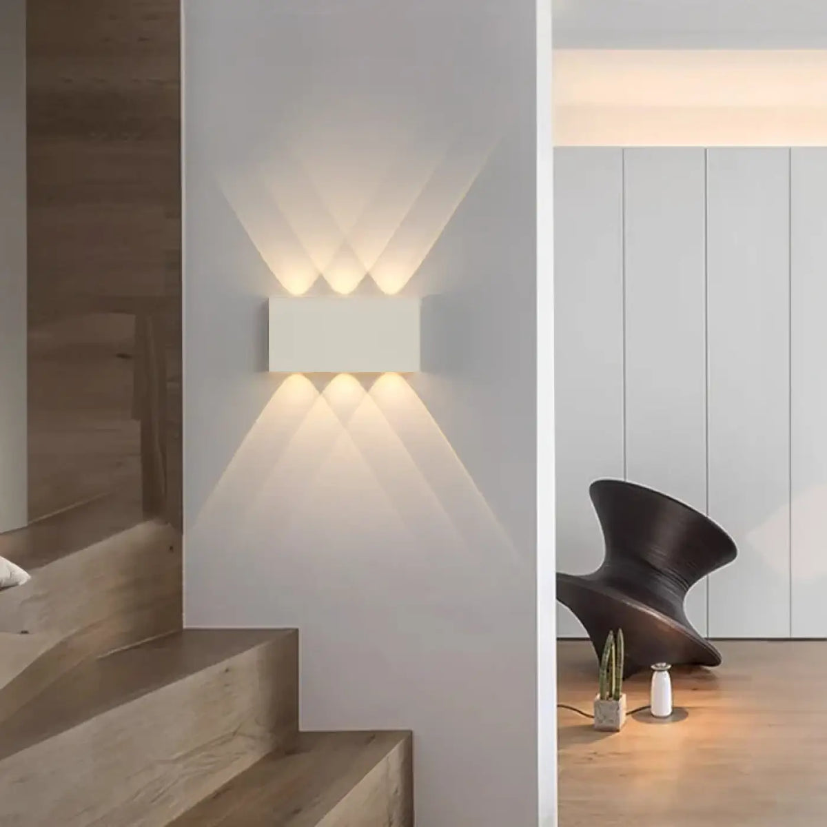 Applique murale effet bois LED avec télécommande, 4 coloris, blanc
