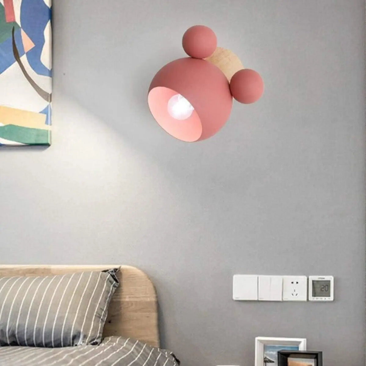 Applique murale en bois pour chambre d'enfant, trois coloris, rose