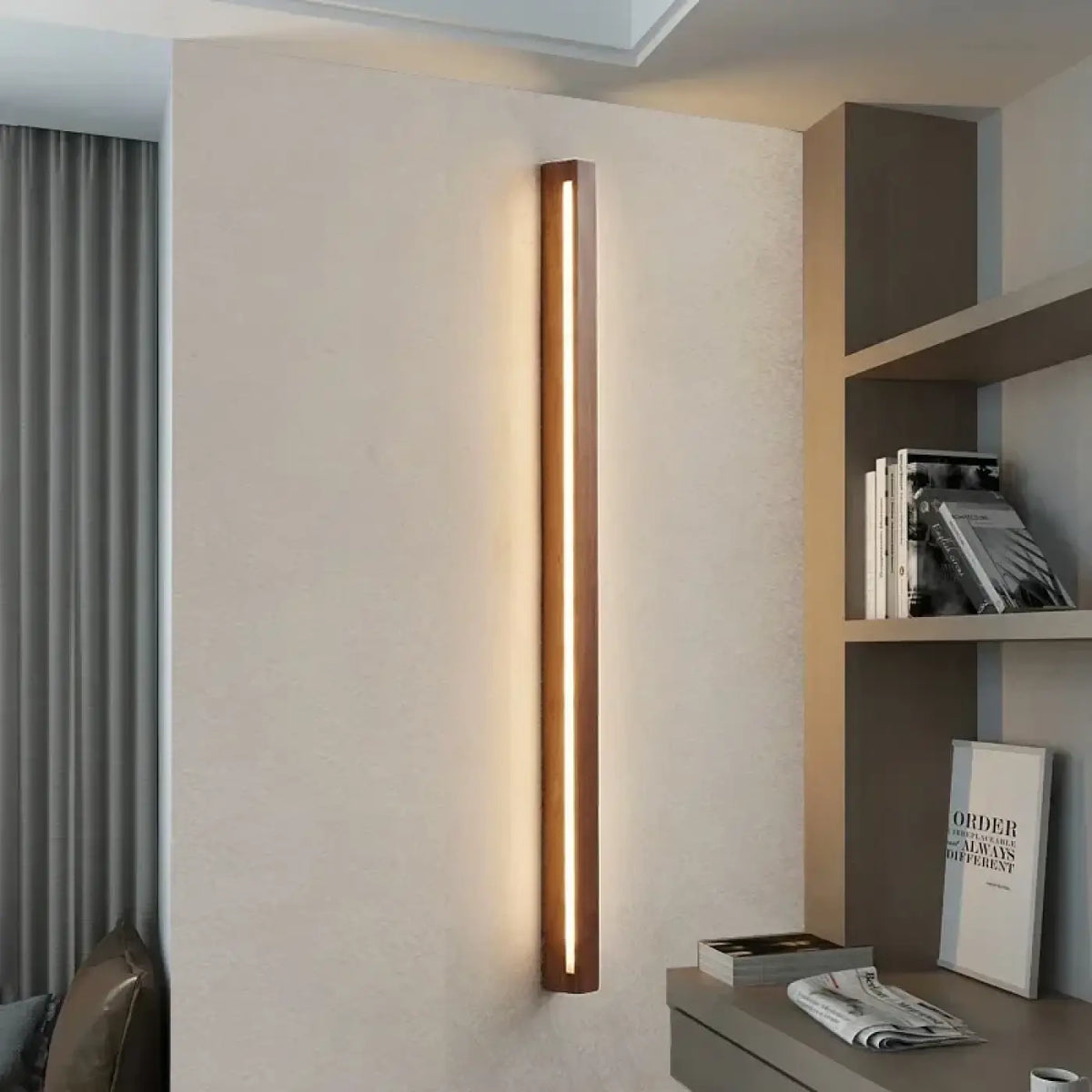 Applique murale en bois et LED, style scandinave, tailles S à L