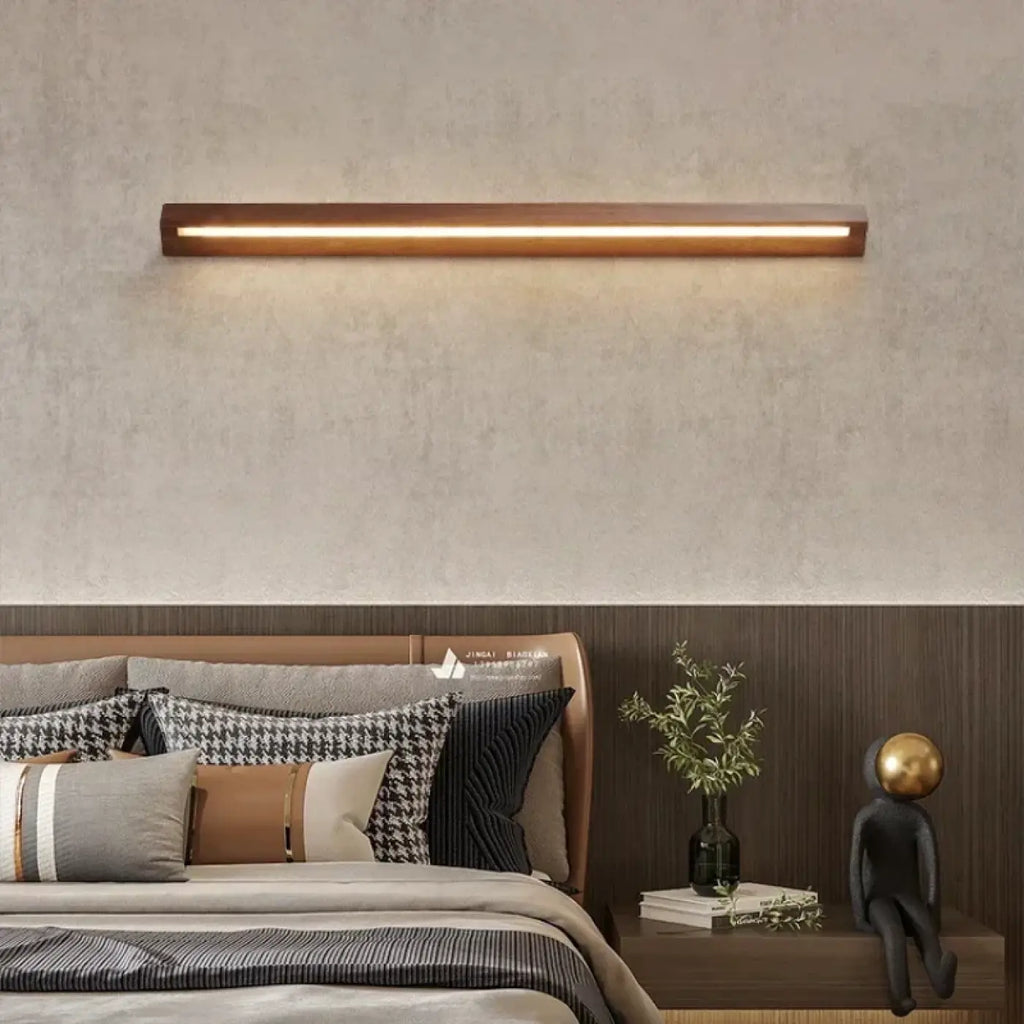 Applique murale en bois et LED, style scandinave, tailles S à L