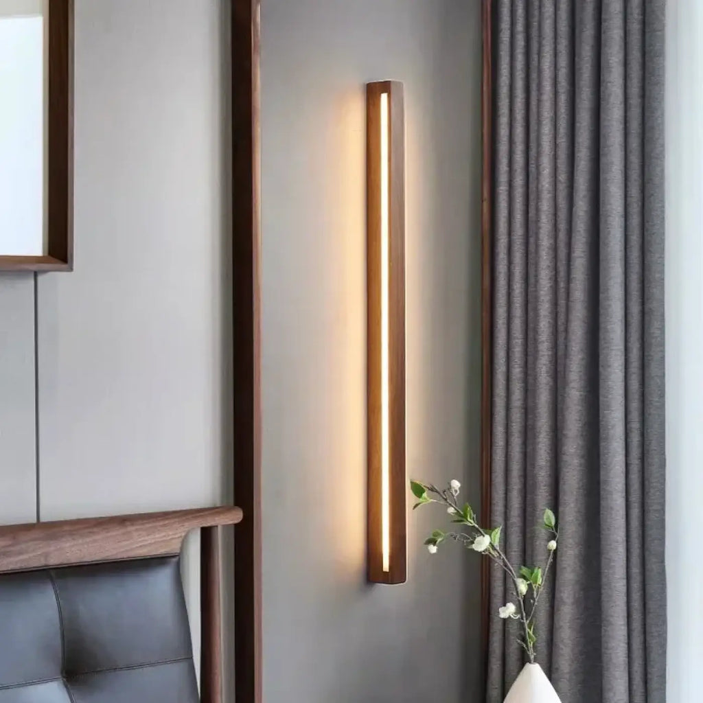 Applique murale en bois et LED, style scandinave, tailles S à L
