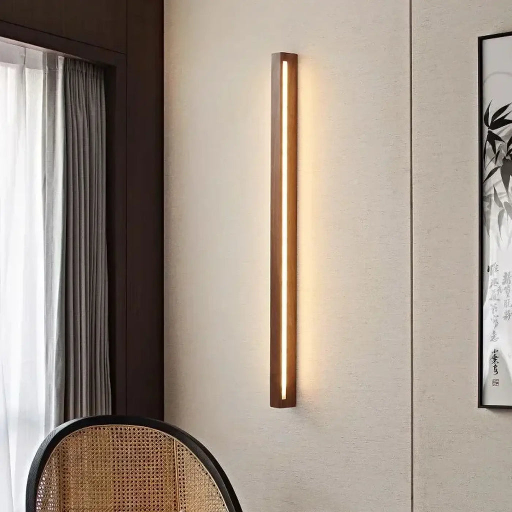 Applique murale en bois et LED, style scandinave, tailles S à L