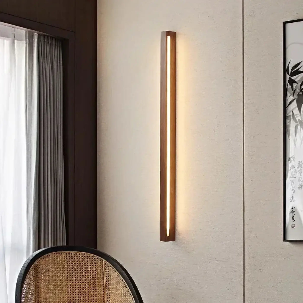 Applique murale en bois et LED, style scandinave, tailles S à L