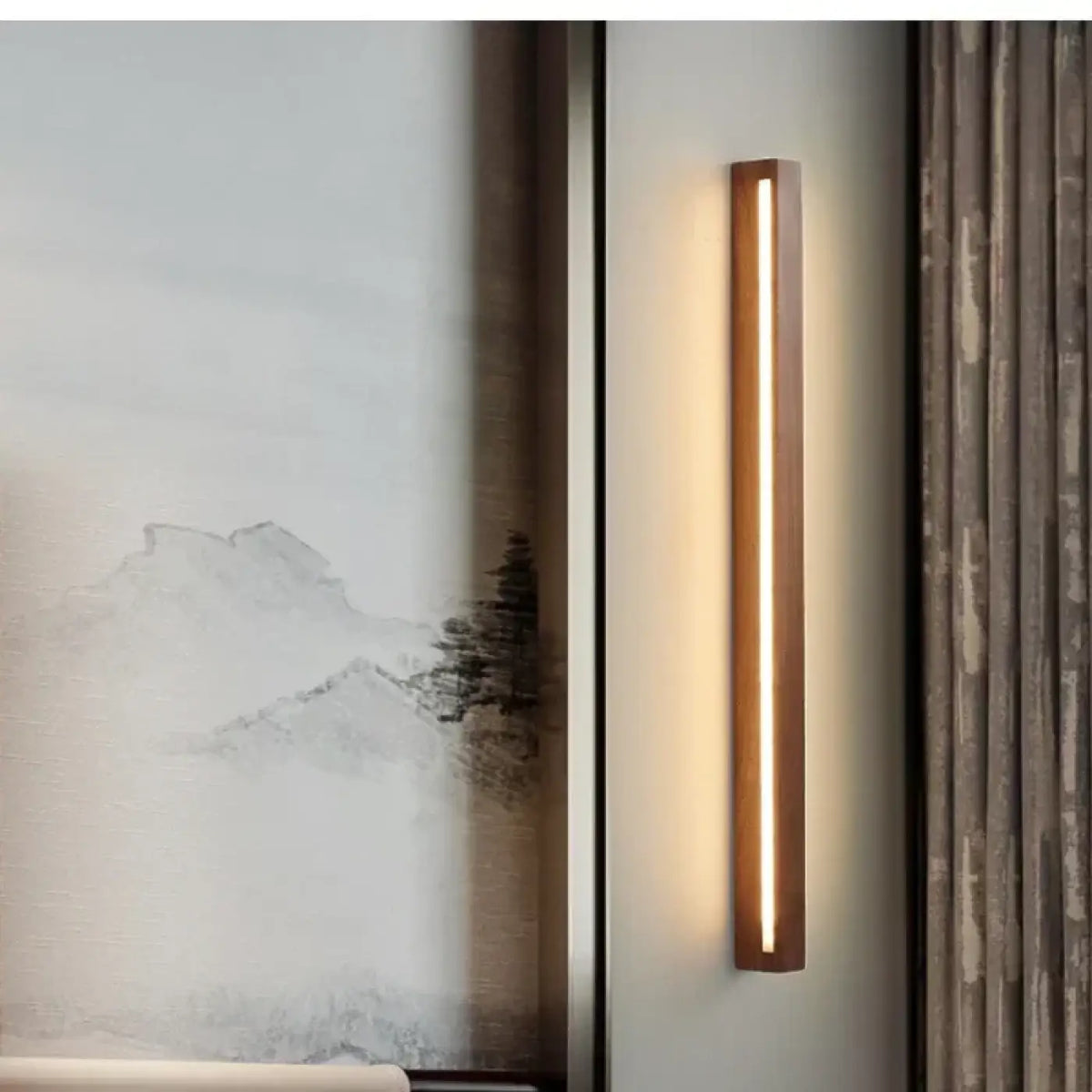 Applique murale en bois et LED, style scandinave, tailles S à L
