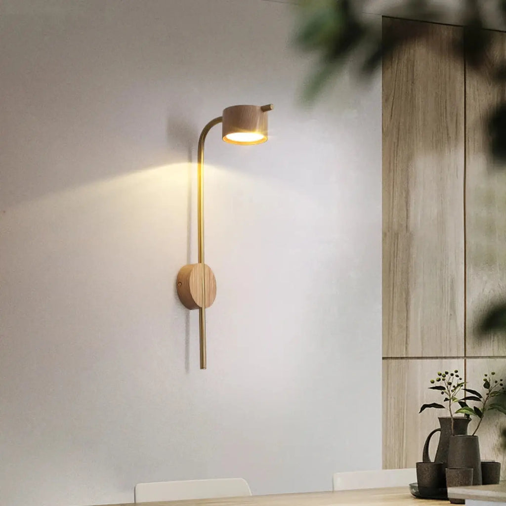 Applique murale en bois à tête orientable LED, beige ou marron, beige