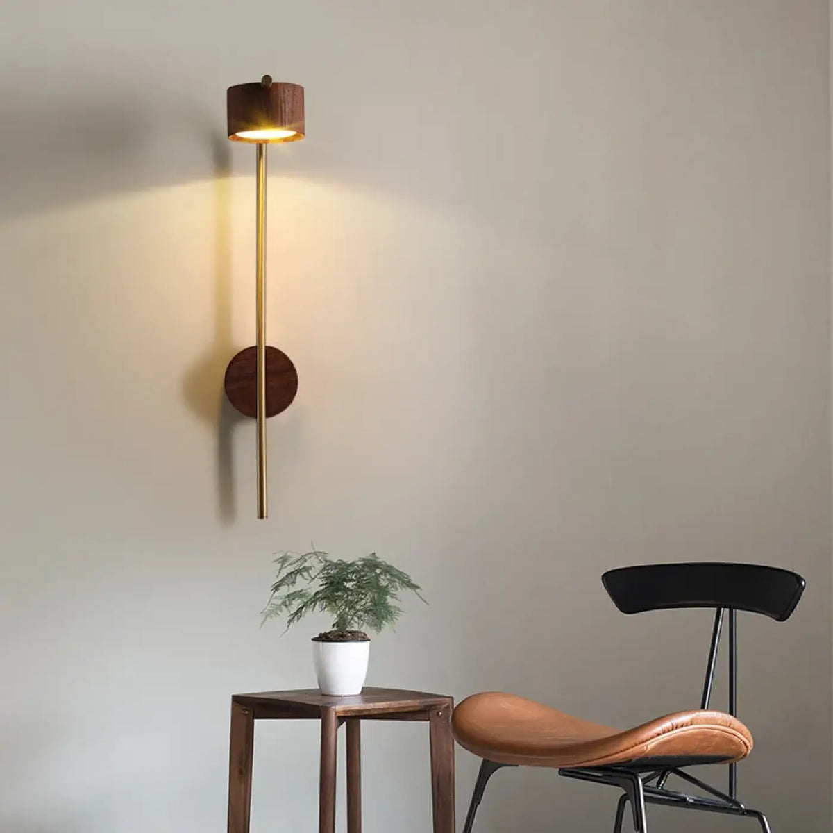 Applique murale en bois à tête orientable LED, beige ou marron