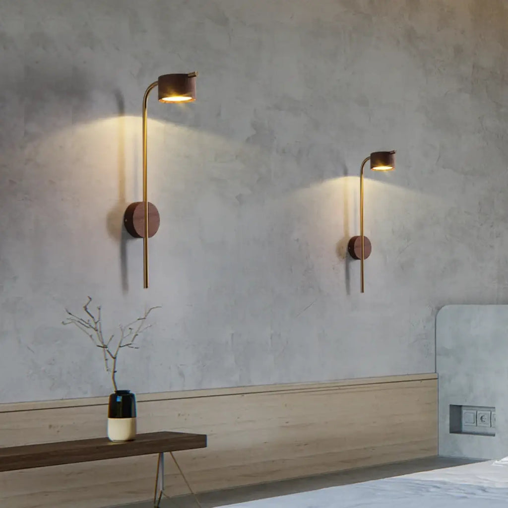 Applique murale en bois à tête orientable LED, beige ou marron