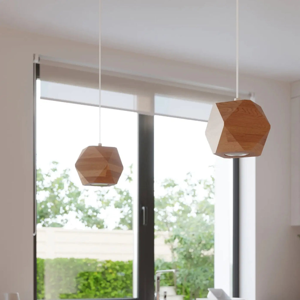 Applique murale en bois naturel taillé en facettes, ampoule G9