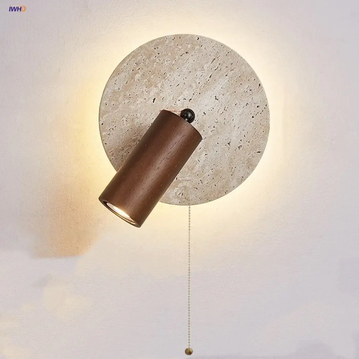 Applique murale LED en bois et travertin, deux modèles, marron