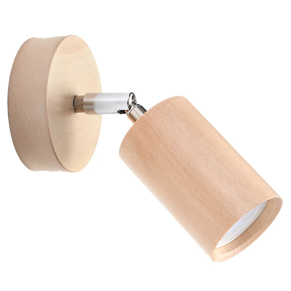 Applique murale spot en bois naturel orientable, embase ronde, GU10