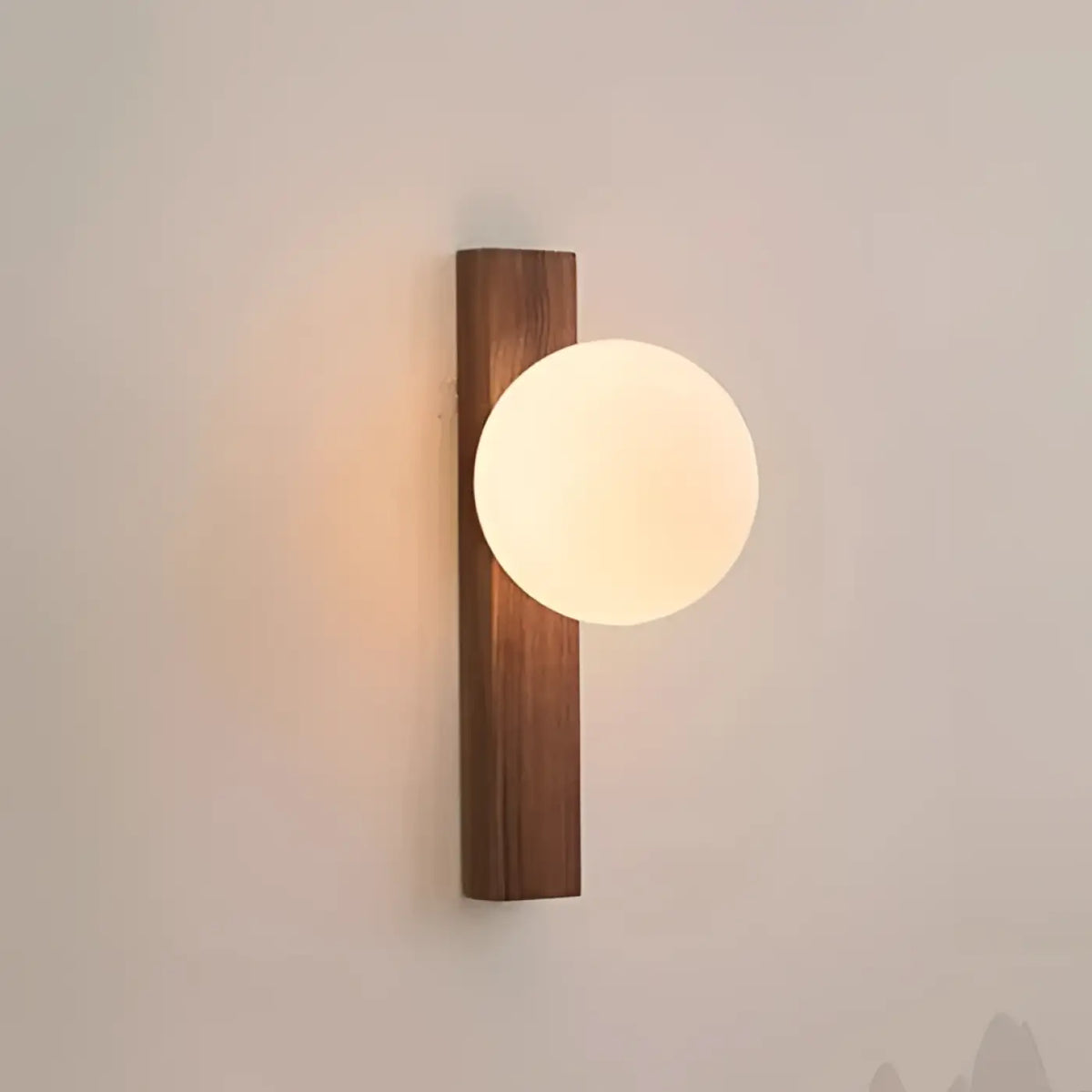 Applique murale LED en noyer et globe de verre, tailles S et M