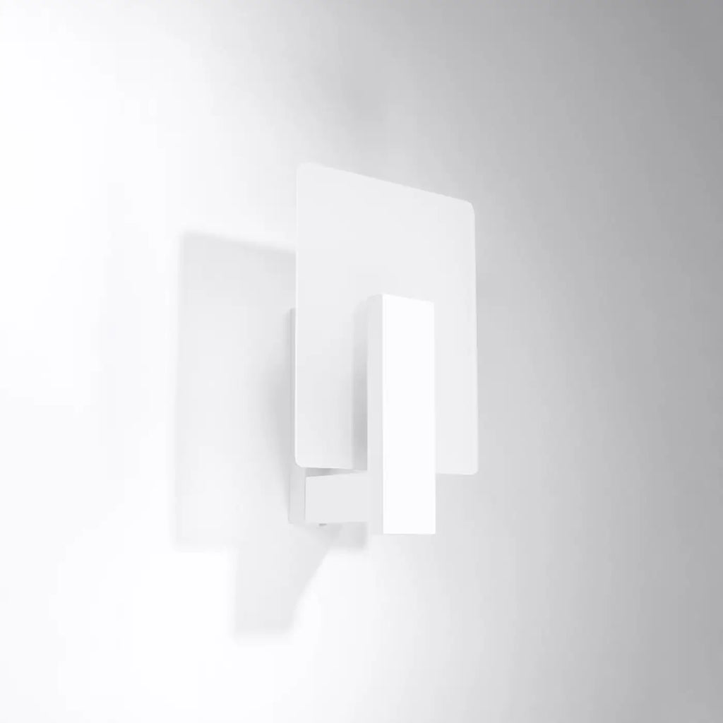 Applique murale bloc en bois devant une plaque de verre mat, blanc