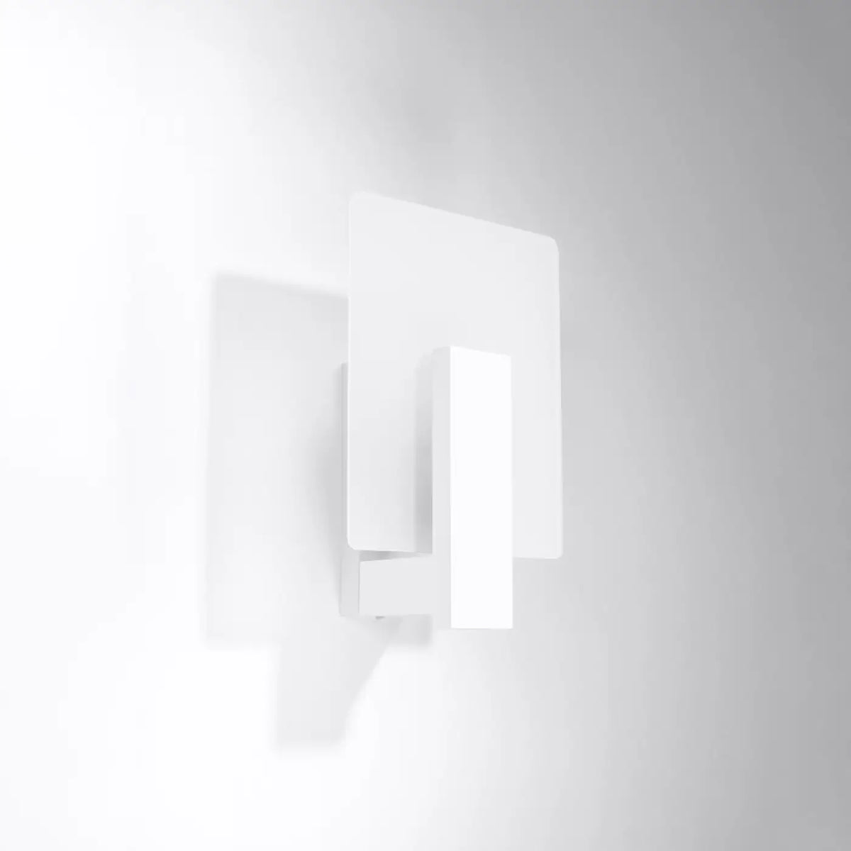 Applique murale bloc en bois devant une plaque de verre mat, blanc