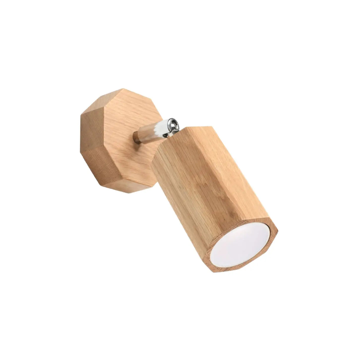 Applique murale spot en bois de chêne, cylindre et embase, GU10