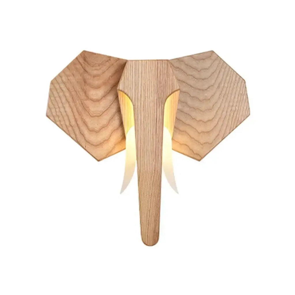 Applique murale tête d'animal en bois, éléphant ou taureau