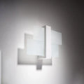 Applique murale en bois et plaques de verre dépoli décalées, 43 cm, blanc