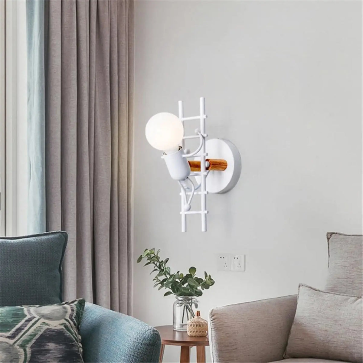 Applique murale bonhomme, gris, noir ou blanc, blanc