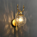 Applique murale boule en verre et ramure de cerf, doré ou noir, doré