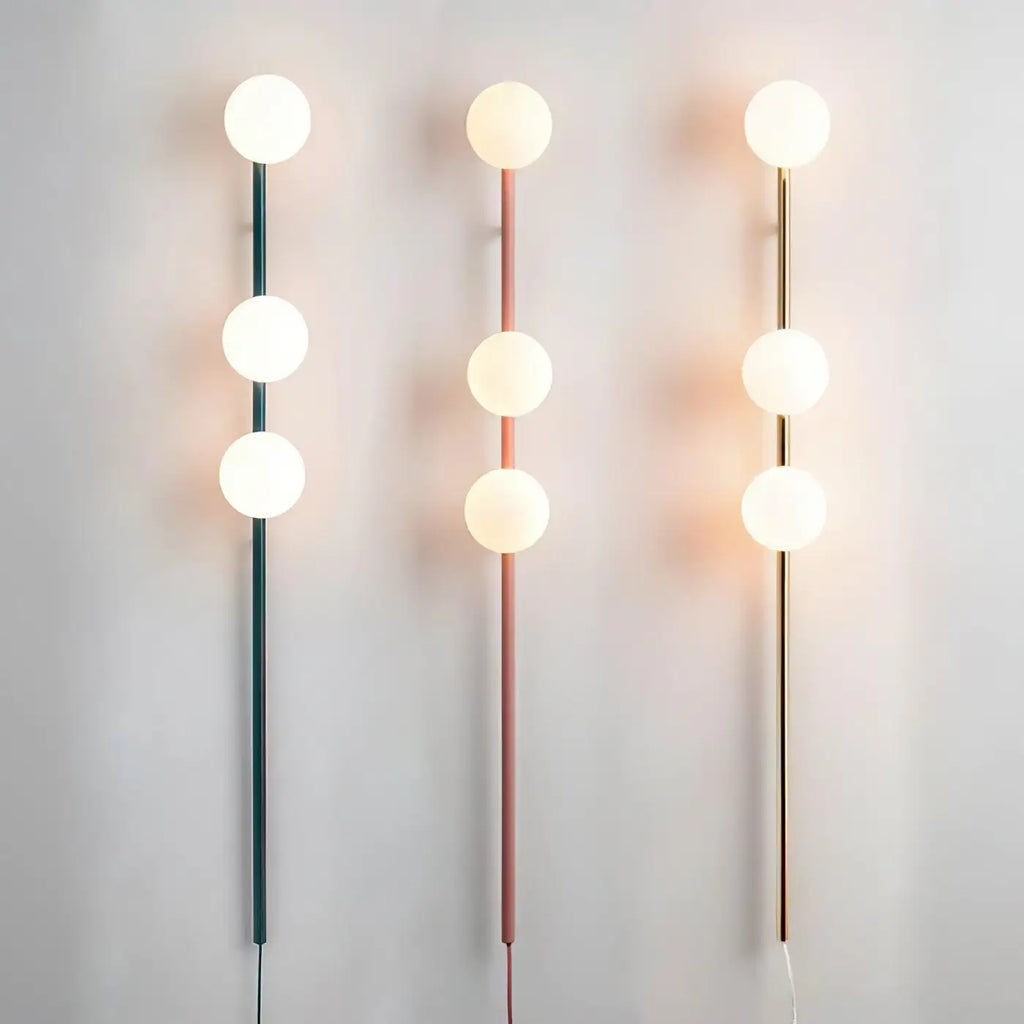 Applique murale sphère en verre suspendue, trois coloris