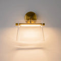Applique murale LED finition laiton, abat-jour en verre transparent