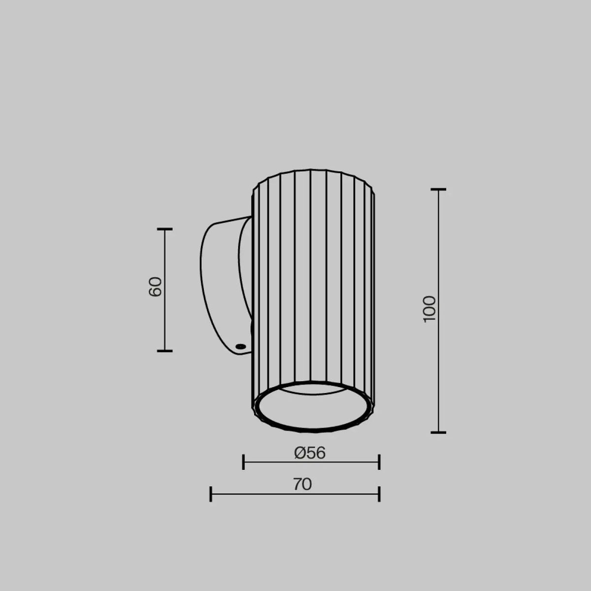 Applique murale cylindre cannelé en aluminium, culot GU10