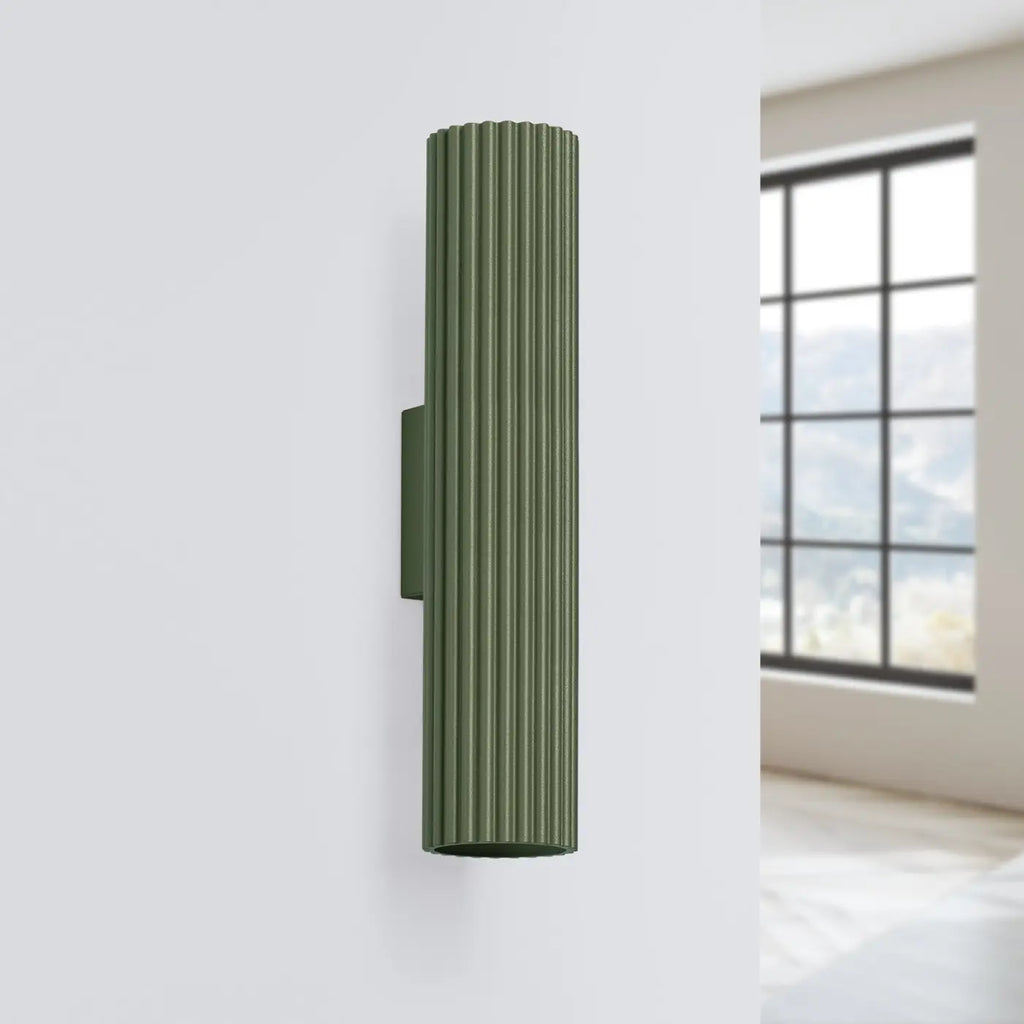 Applique murale en aluminium cannelé, tube ou spot, GU10, vert olive