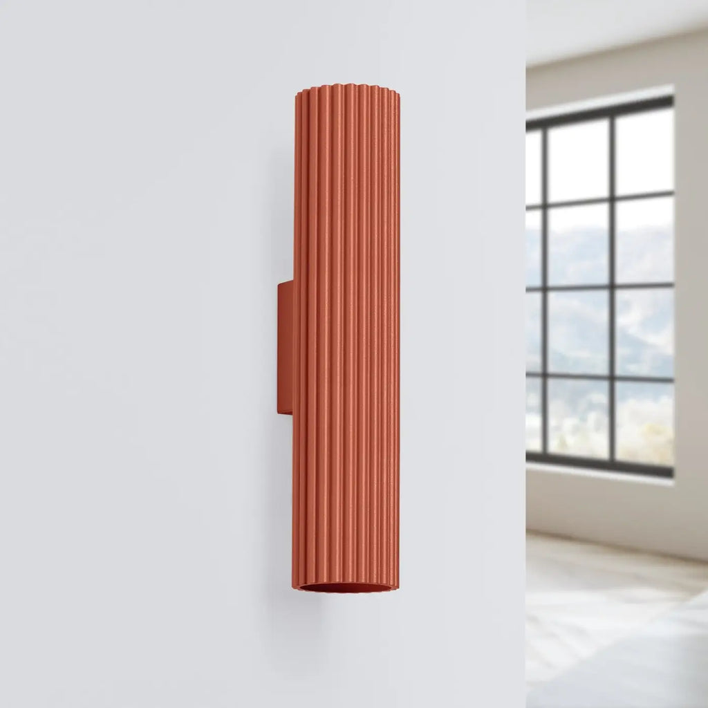 Applique murale en aluminium cannelé, tube ou spot, GU10, rouge ocre