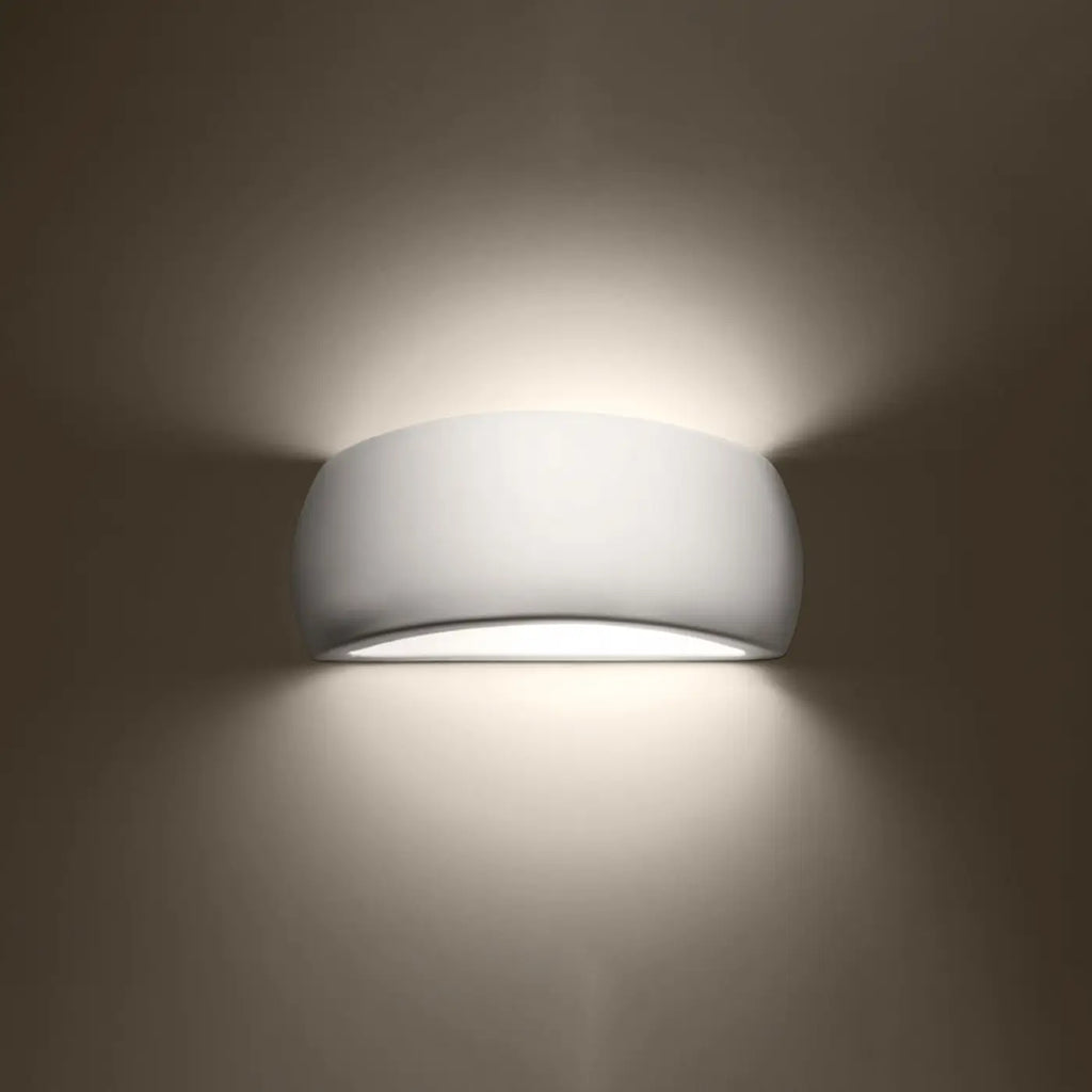 Applique murale coque en céramique bombée, deux halos de lumière