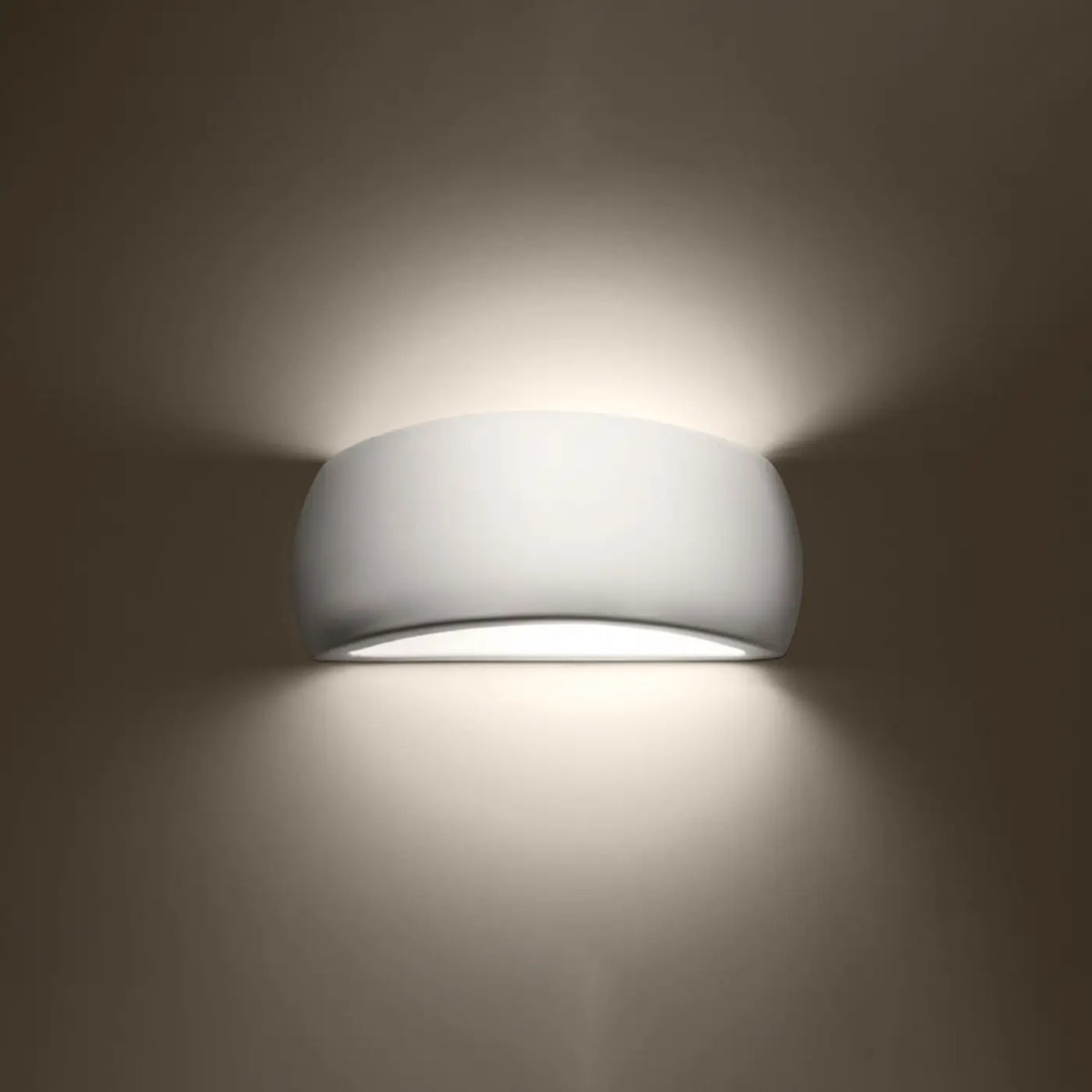 Applique murale coque en céramique bombée, deux halos de lumière