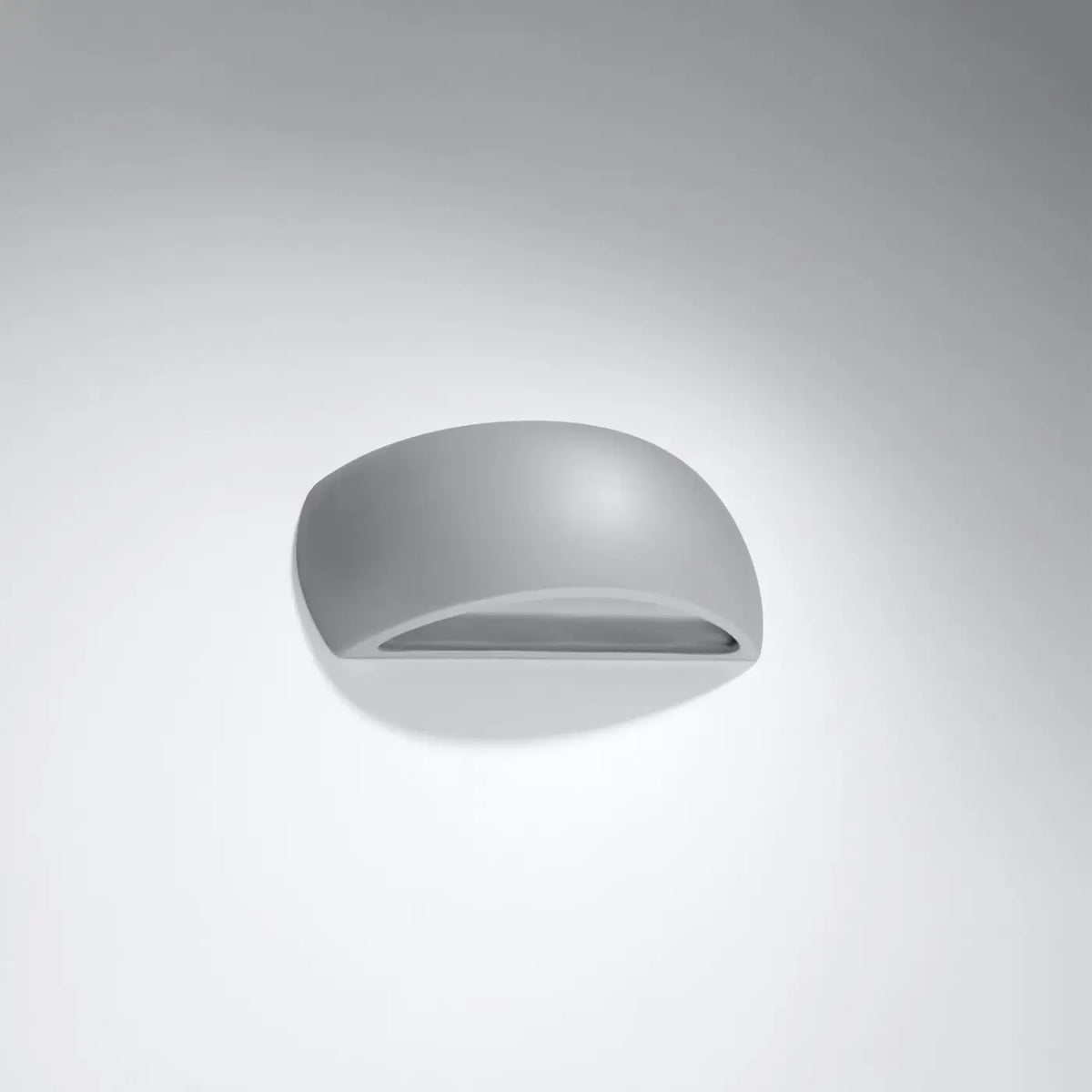 Applique murale coque en céramique bombée, deux halos de lumière, gris