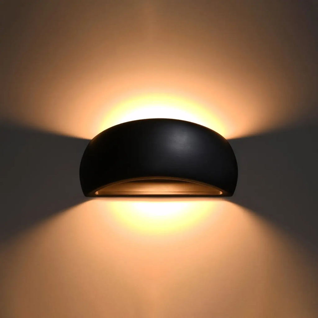 Applique murale coque en céramique bombée, deux halos de lumière