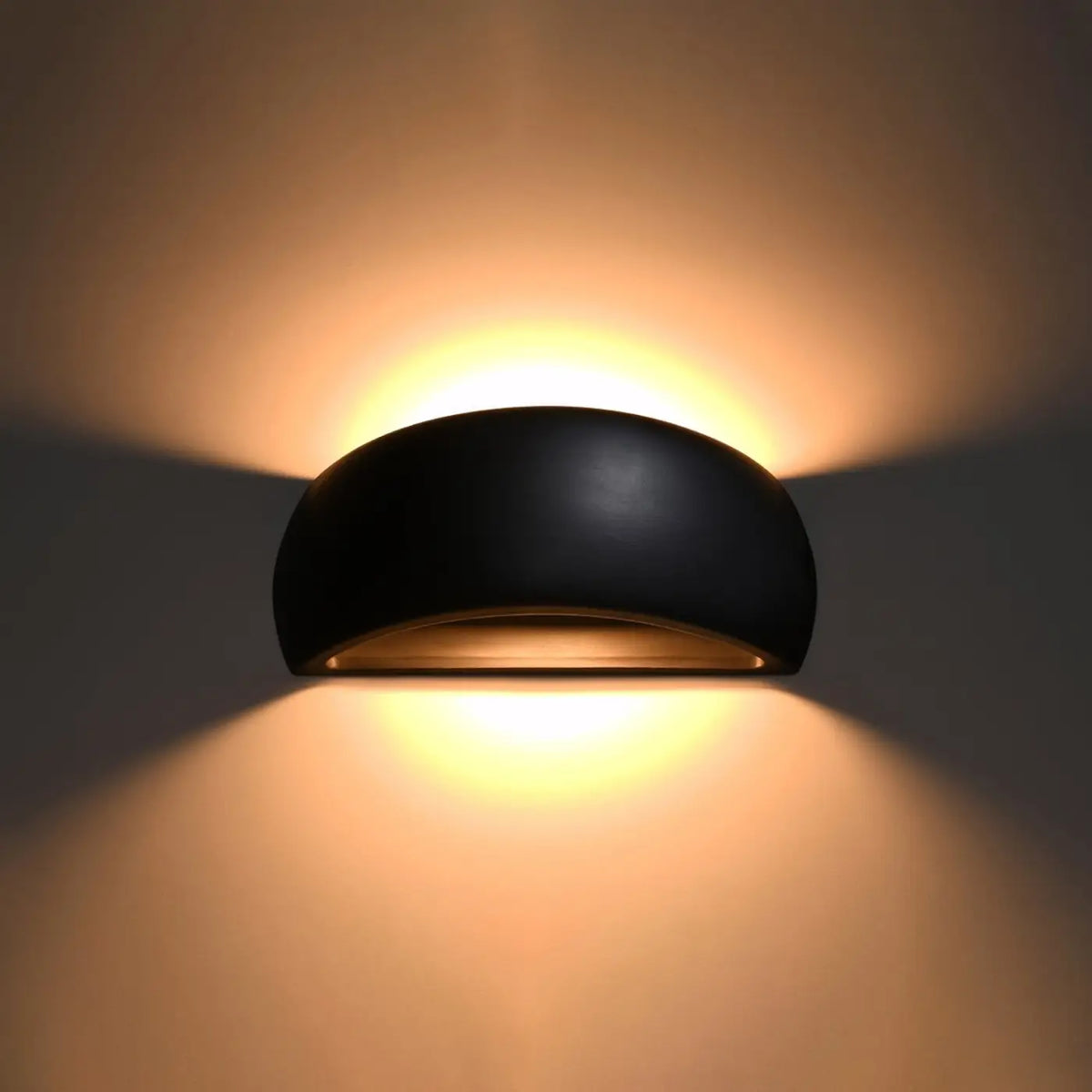 Applique murale coque en céramique bombée, deux halos de lumière
