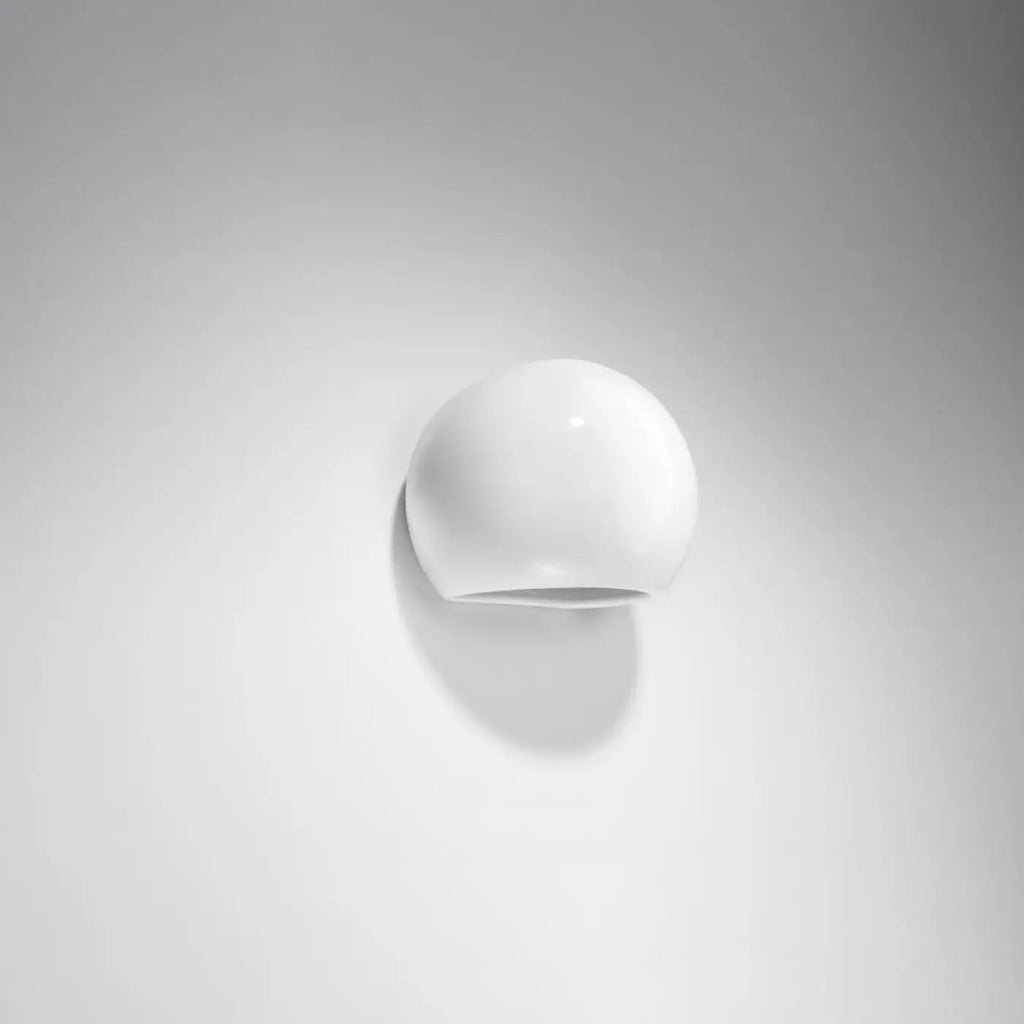 Applique murale arrondie en céramique blanc brillant, culot E27