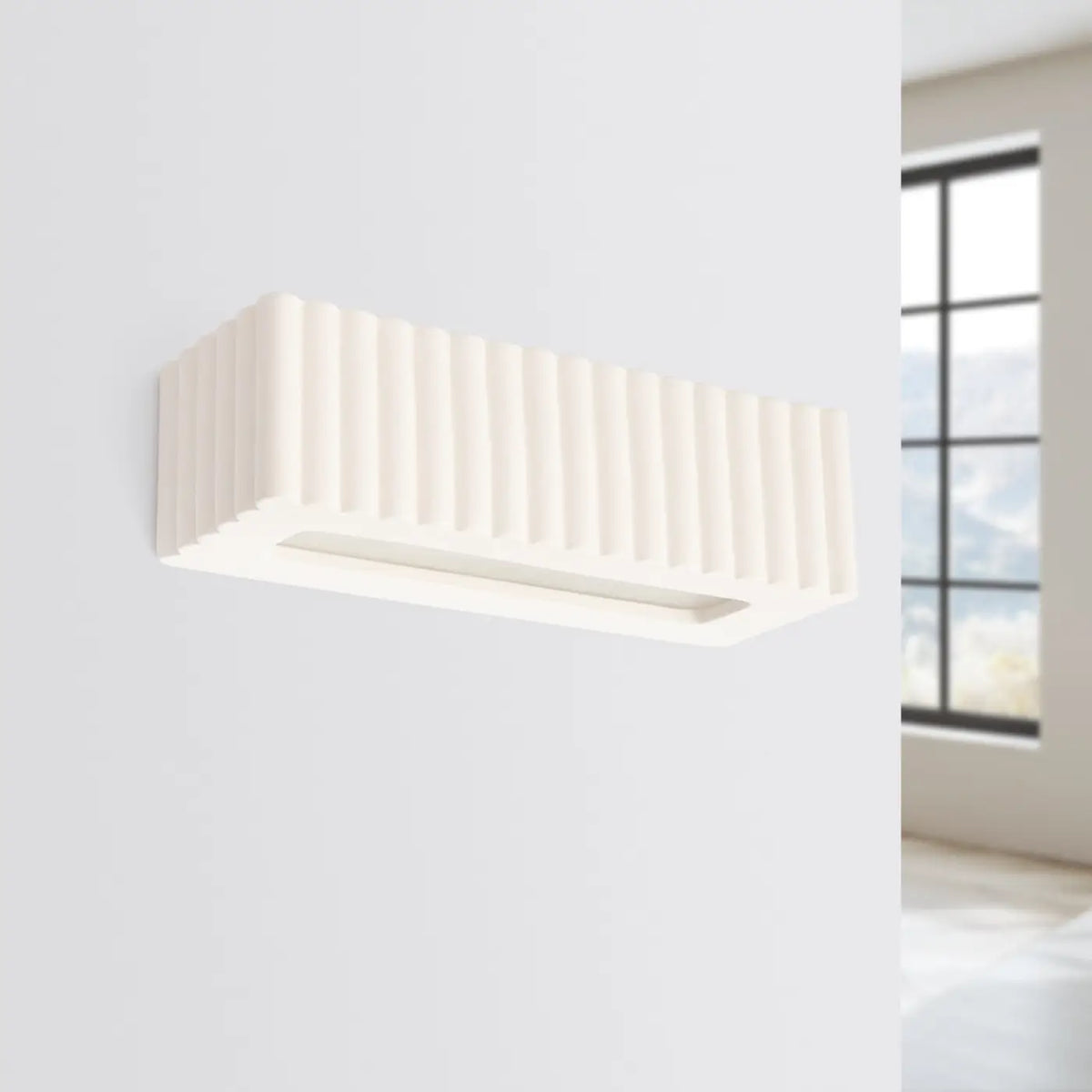 Applique murale en céramique cannelée, 34 cm, cinq teintes, blanc