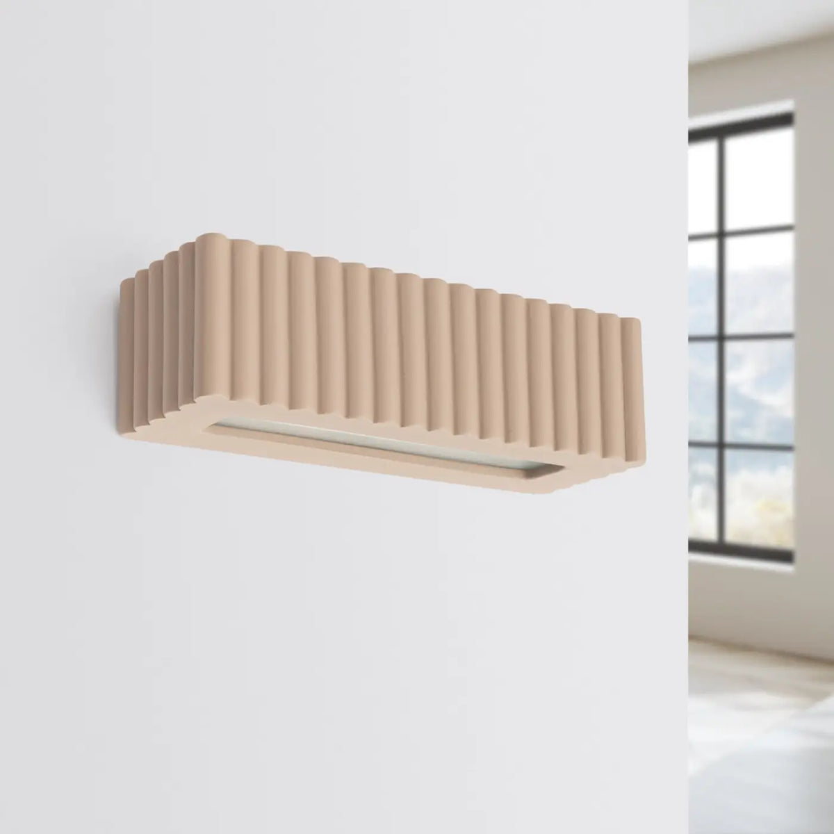 Applique murale en céramique cannelée, 34 cm, cinq teintes, taupe