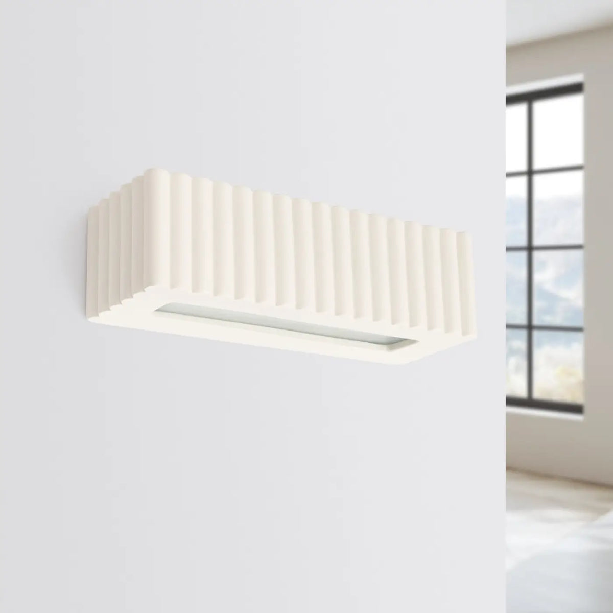 Applique murale en céramique cannelée, 34 cm, cinq teintes, beige