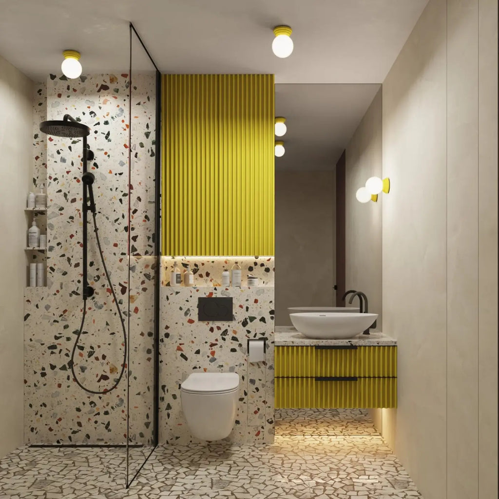 Applique salle de bain en céramique et globe en verre, IP44