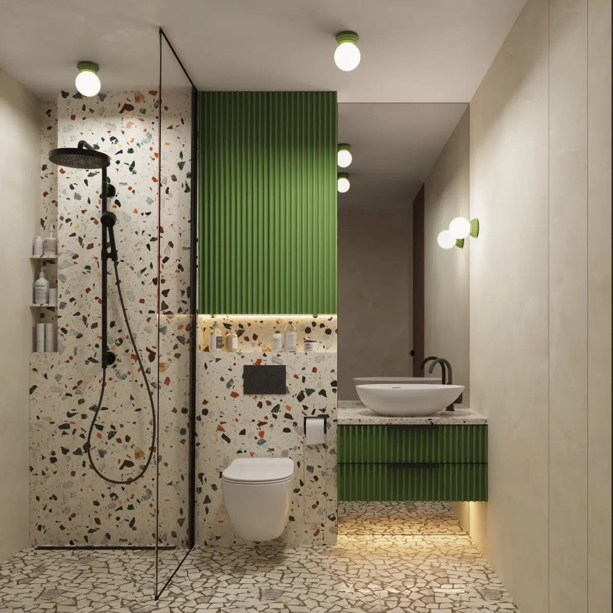 Applique salle de bain en céramique et globe en verre, IP44
