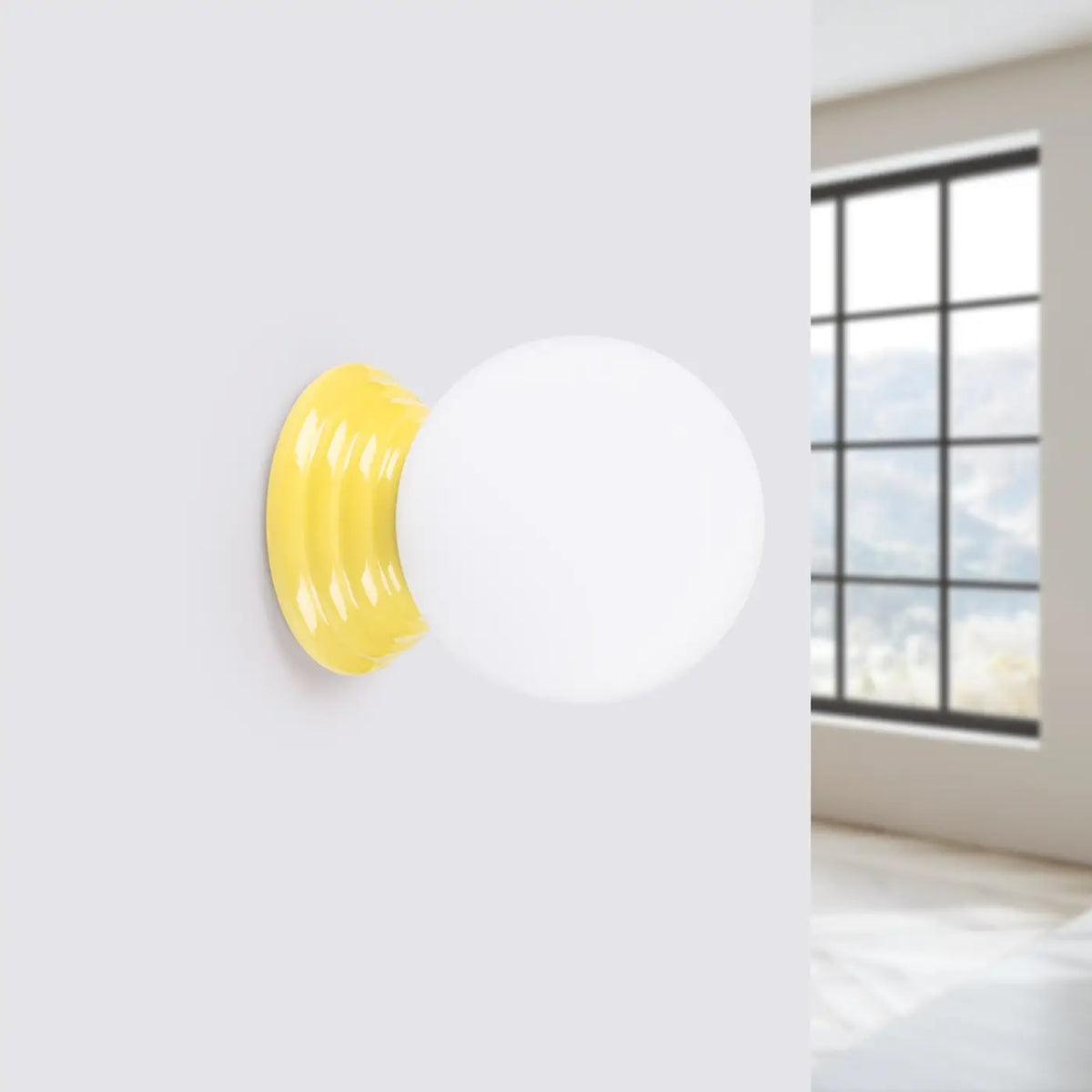 Applique salle de bain en céramique et globe en verre, IP44, jaune