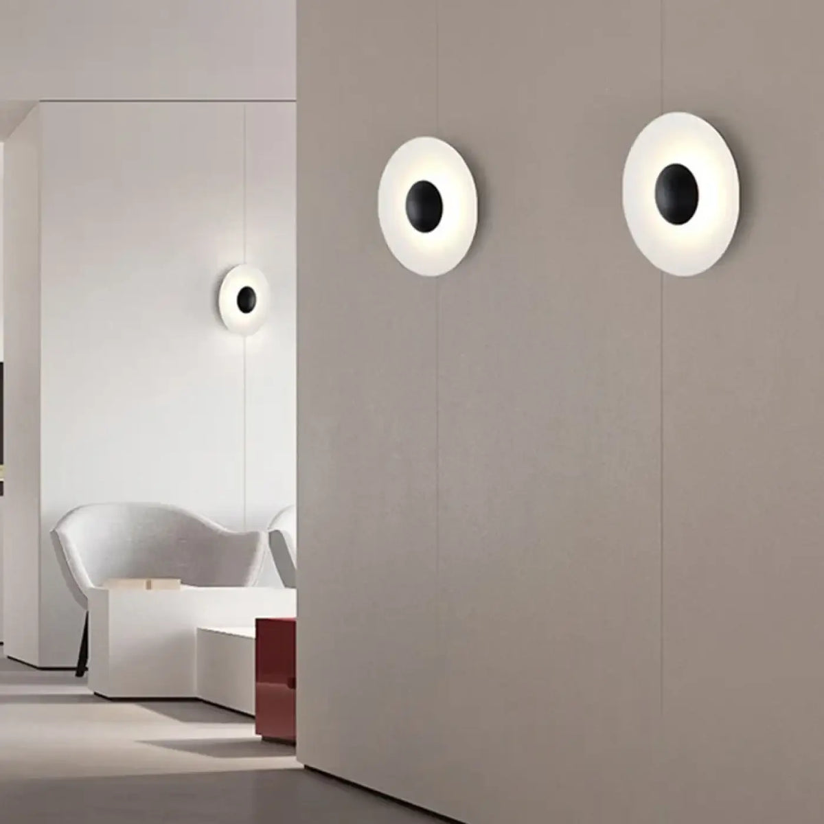 Applique murale circulaire, marron, beige ou blanc, tailles S à XL, blanc