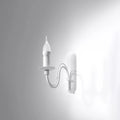 Applique murale bougeoir à bras en volute, acier, ampoule E14, blanc