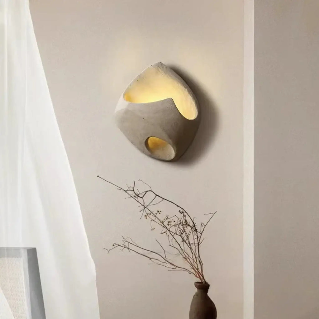 Applique murale cocon en pierre beige, deux tailles