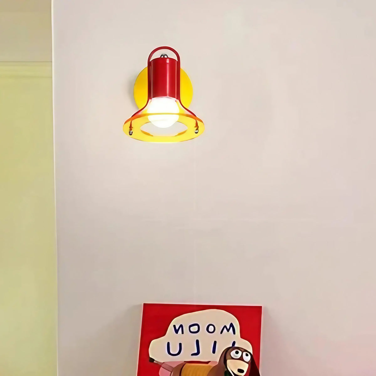 Applique murale rétro colorée, rouge ou bleue, avec ou sans tirette