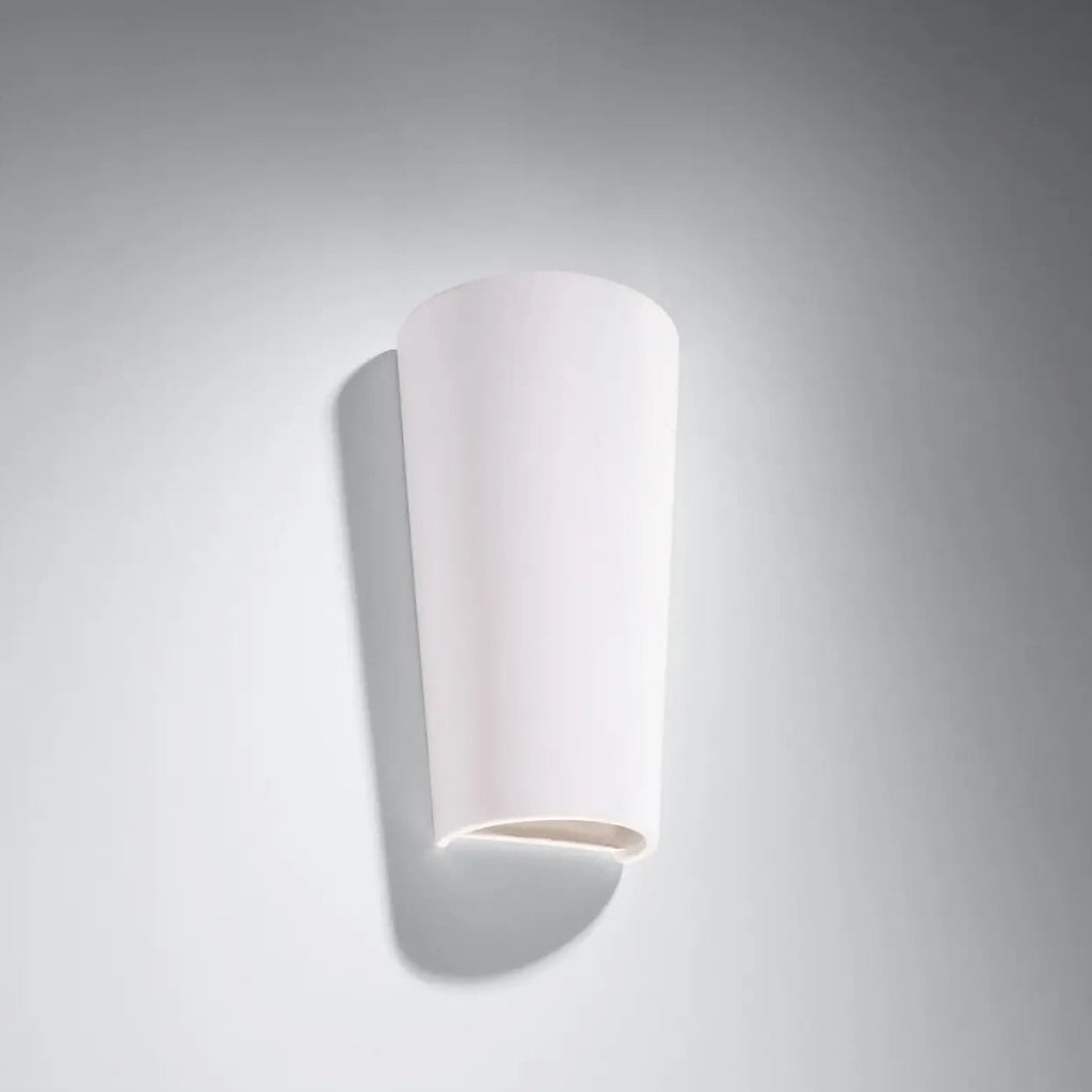 Applique murale cornet en céramique blanche évasée, 29 cm, E27