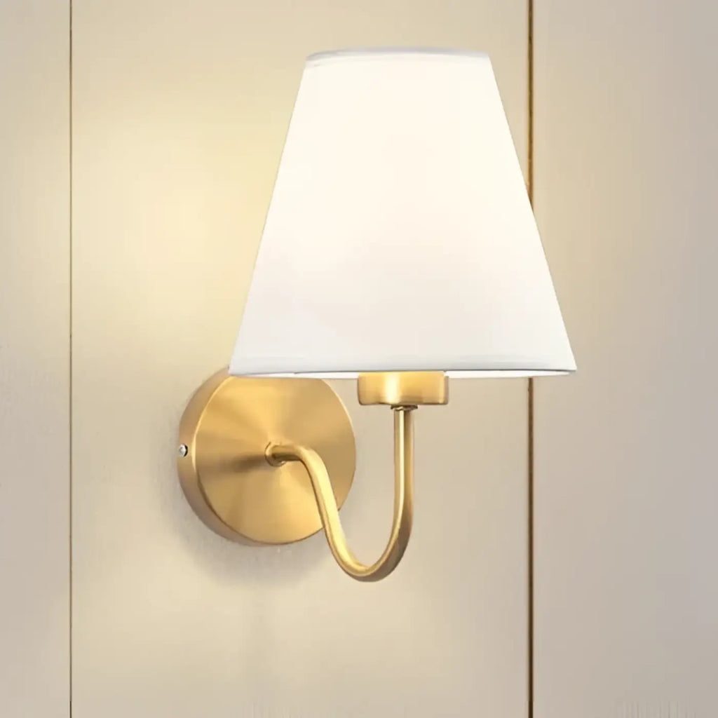 Applique murale à abat-jour en tissu, corps noir, blanc ou doré