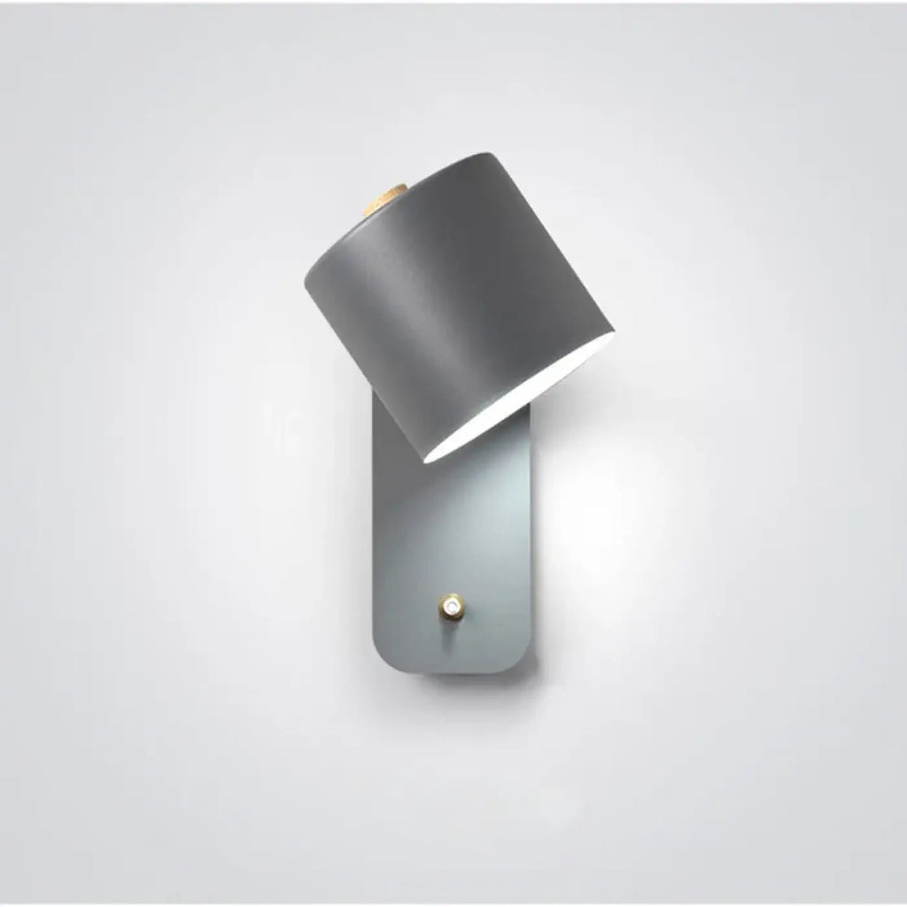 Applique murale en métal mat, abat-jour cylindrique orientable, gris