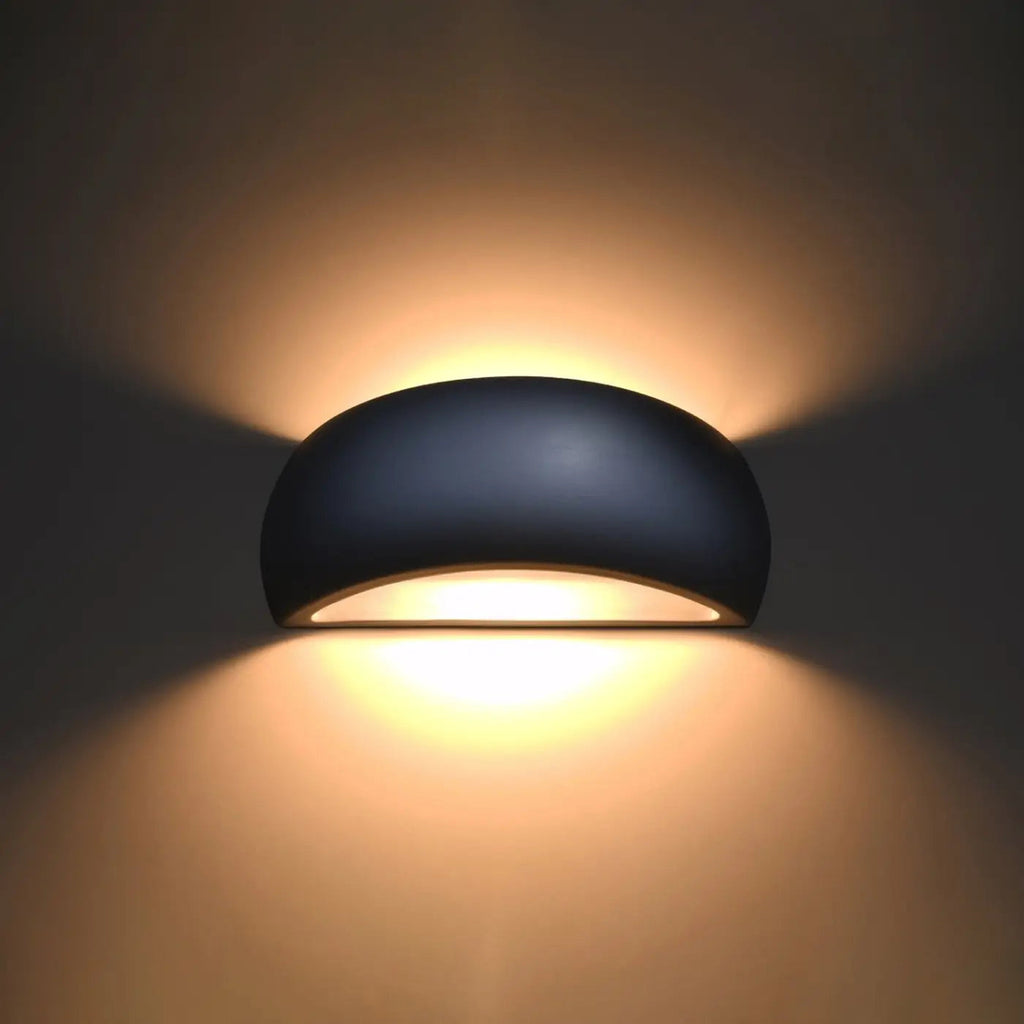 Applique murale coque en céramique bombée, deux halos de lumière