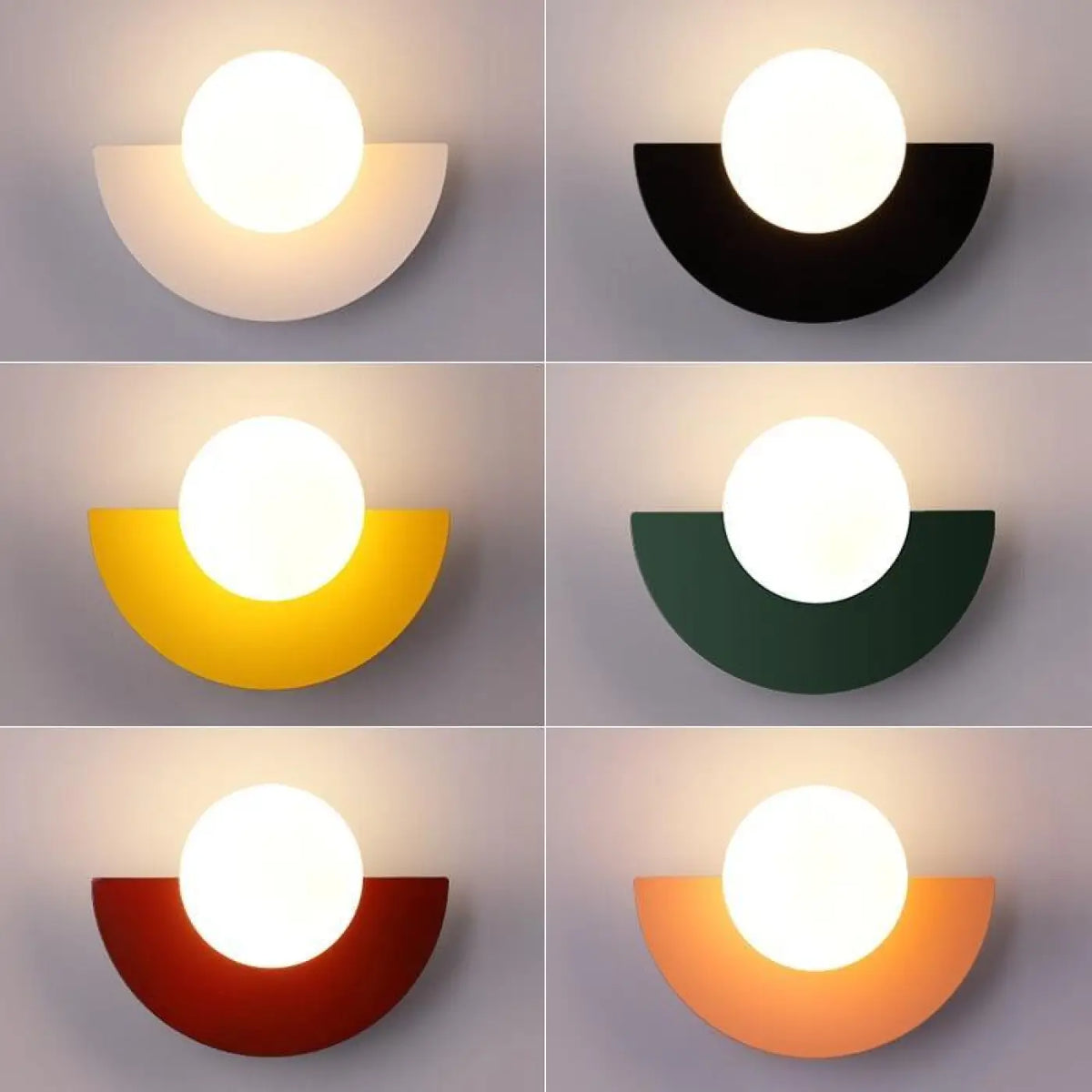 Applique murale colorée, six teintes du noir au jaune